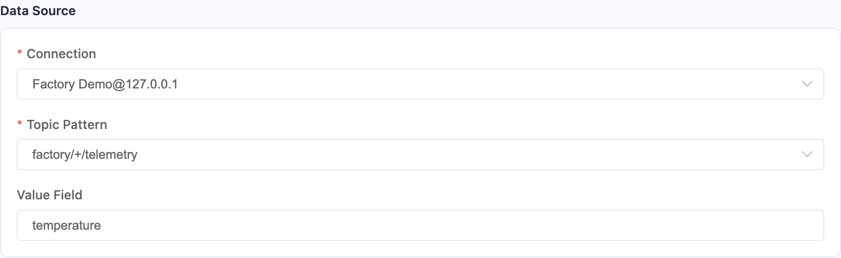 Widget source and JSON field binding