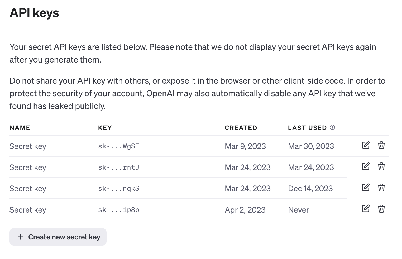 OpenAI API 密钥